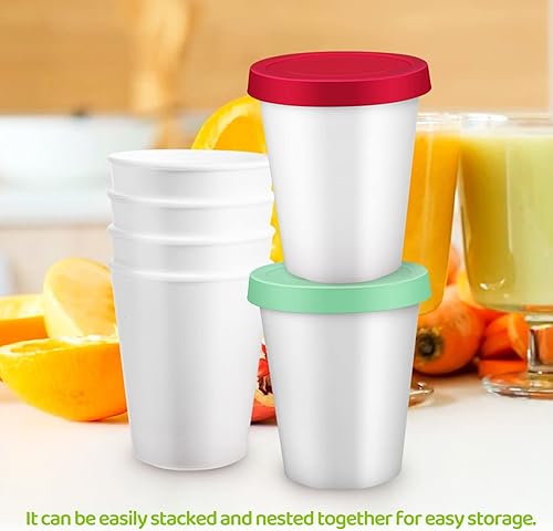 Miniatura 5 de Paquete de 4 recipientes de helado de 8 onzas con tapas y cuchara, reutilizables, para almacenamiento de alimentos, para yogurt Sundae