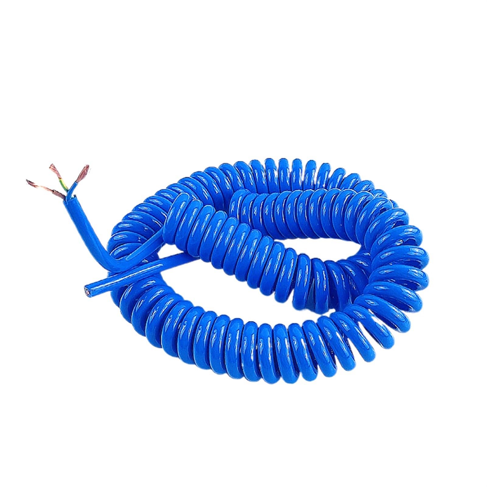 Câble spiralé bleu 15 AWG, 2 conducteurs, fil télescopique à ressort, ligne électrique extensible étirer souple(Stretch 4 meters)