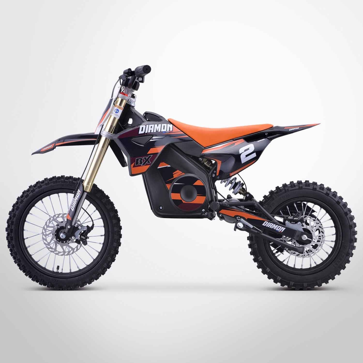 Moto Enfant Électrique 1300W Cross Orion 14"/12" Orange Édition 2021 | Suspension Hydraulique, Freins Disque, Batterie 48V 13Ah | 7-12 Ans 65kg