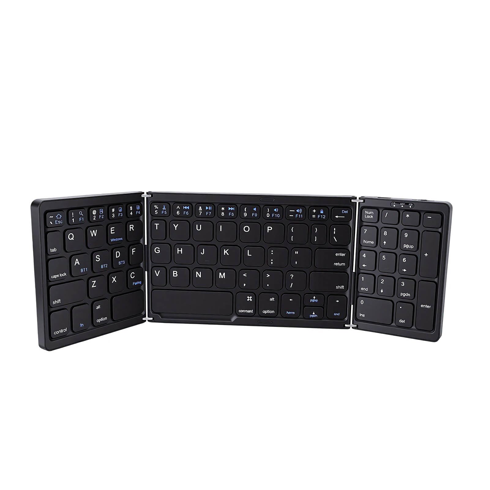 banapoy Combo Tastiera Mouse Pieghevole Wireless Bluetooth 81 Tasti con Tastierino Numerico per Smartphone Tablet Computer Portatile, Ricaricabile, Sottile Viaggio Tascabile