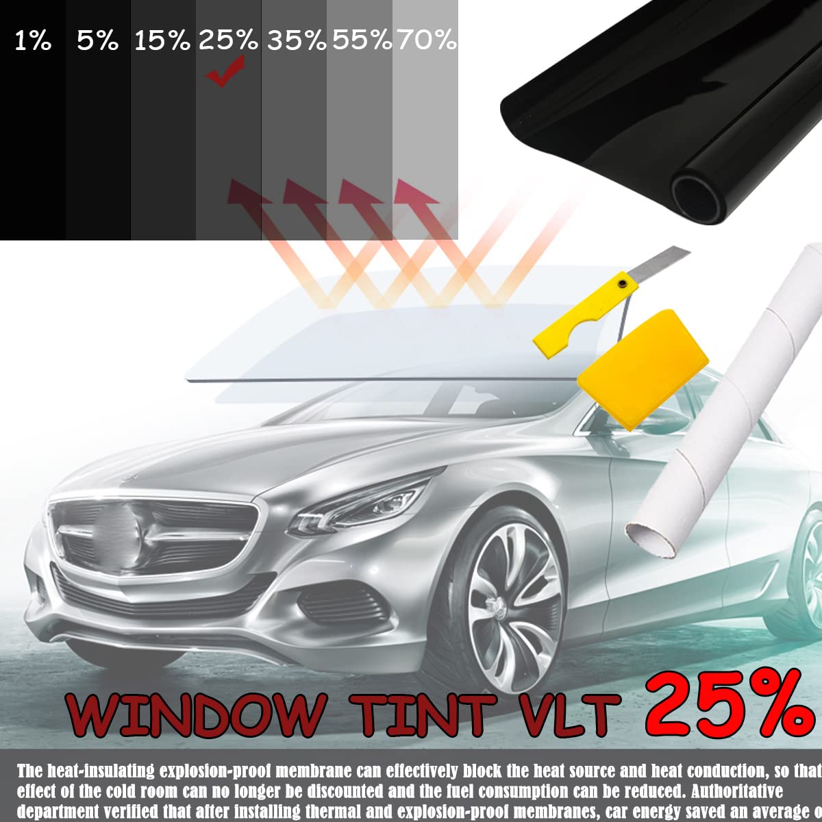 Pellicola per finestrino auto, per la maggior parte delle auto, 75 cm x 7 m