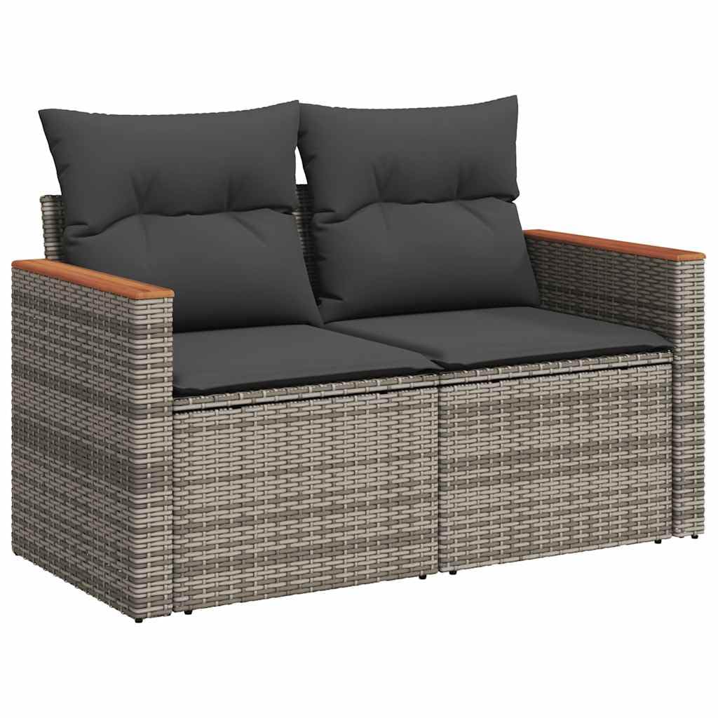 vidaXL Canapé de Jardin 2 Places avec Coussins, Résine Tressée Gris