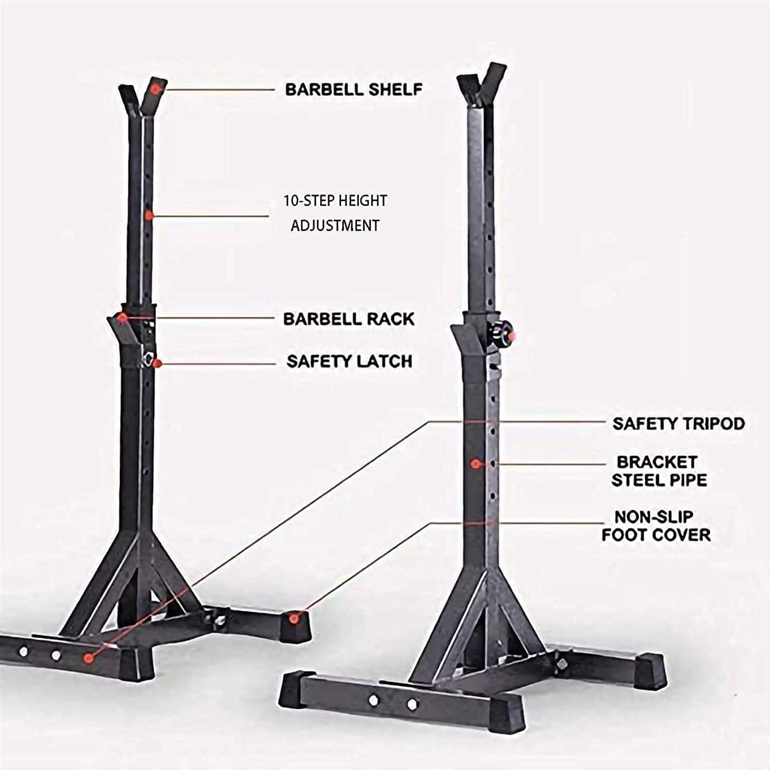 Rack de Sentadillas Profesional, Equipo de Entrenamiento de Fuerza, Soporte para Sentadillas con Barra para Deportes en casa, Press de banca, Rack de sentadilla