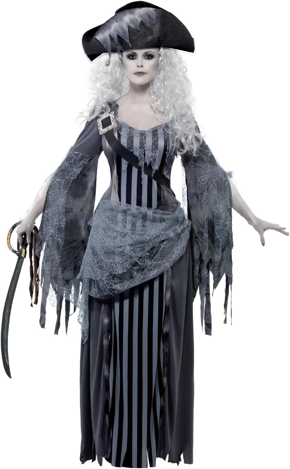 Smiffys Adult Women's Ghost Ship Princess Costume, Dress and Hat, Ghost Ship, Halloween, Size: L, 22970