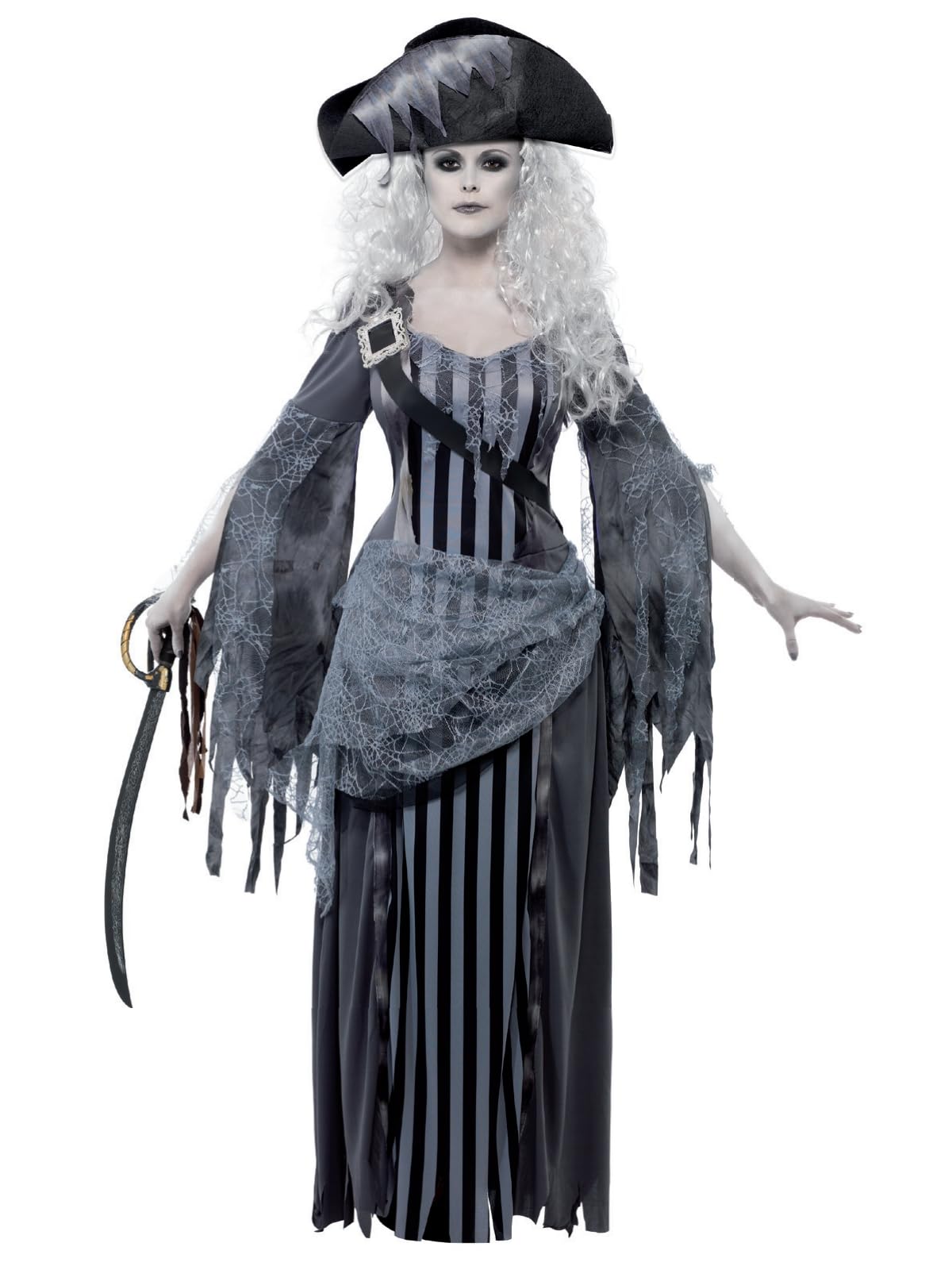 Smiffys Adult Women's Ghost Ship Princess Costume, Dress and Hat, Ghost Ship, Halloween, Size: L, 22970