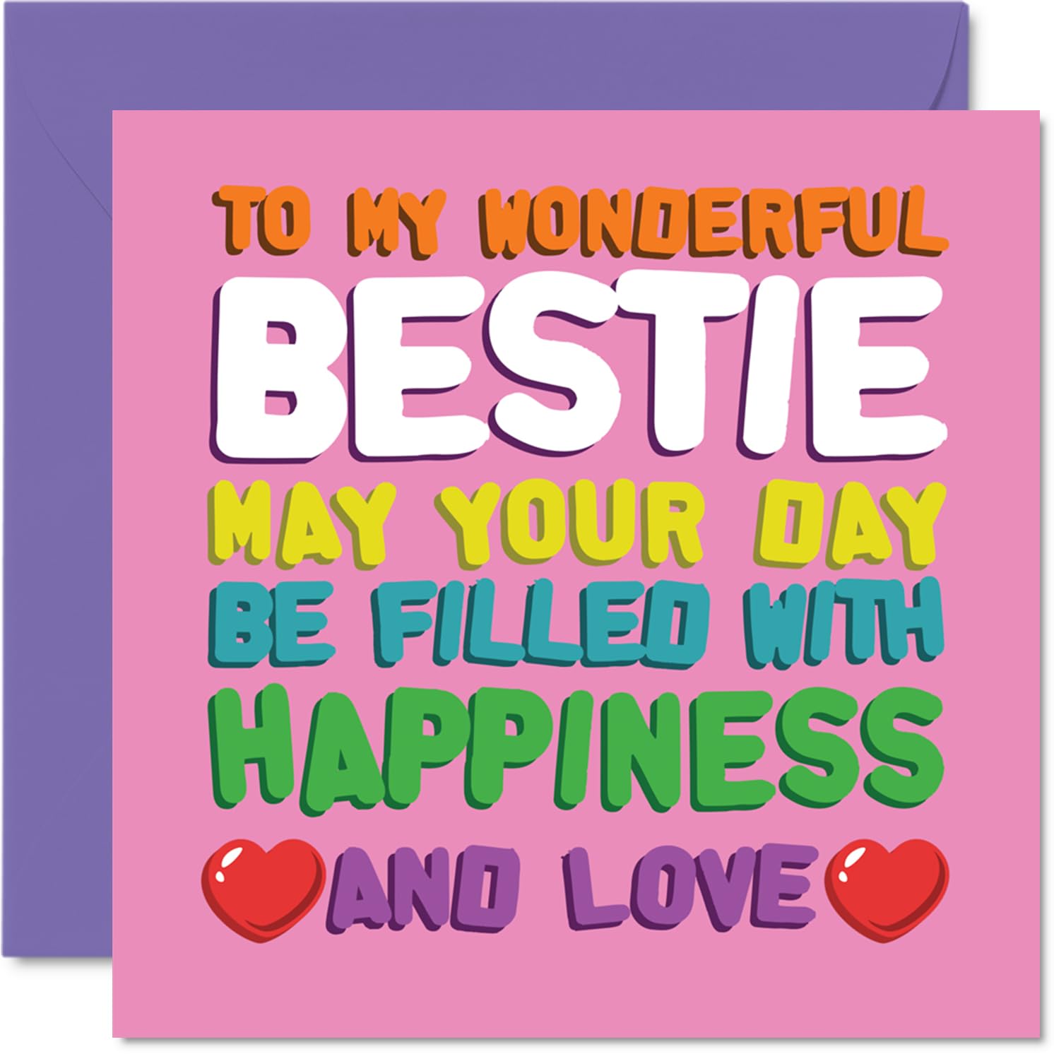Bestie Birthday Card - Happiness And Love - Happy Birthday Card for Bestie from Best Friend Family, 145mm Happiness And Love Bday Greeting Cards