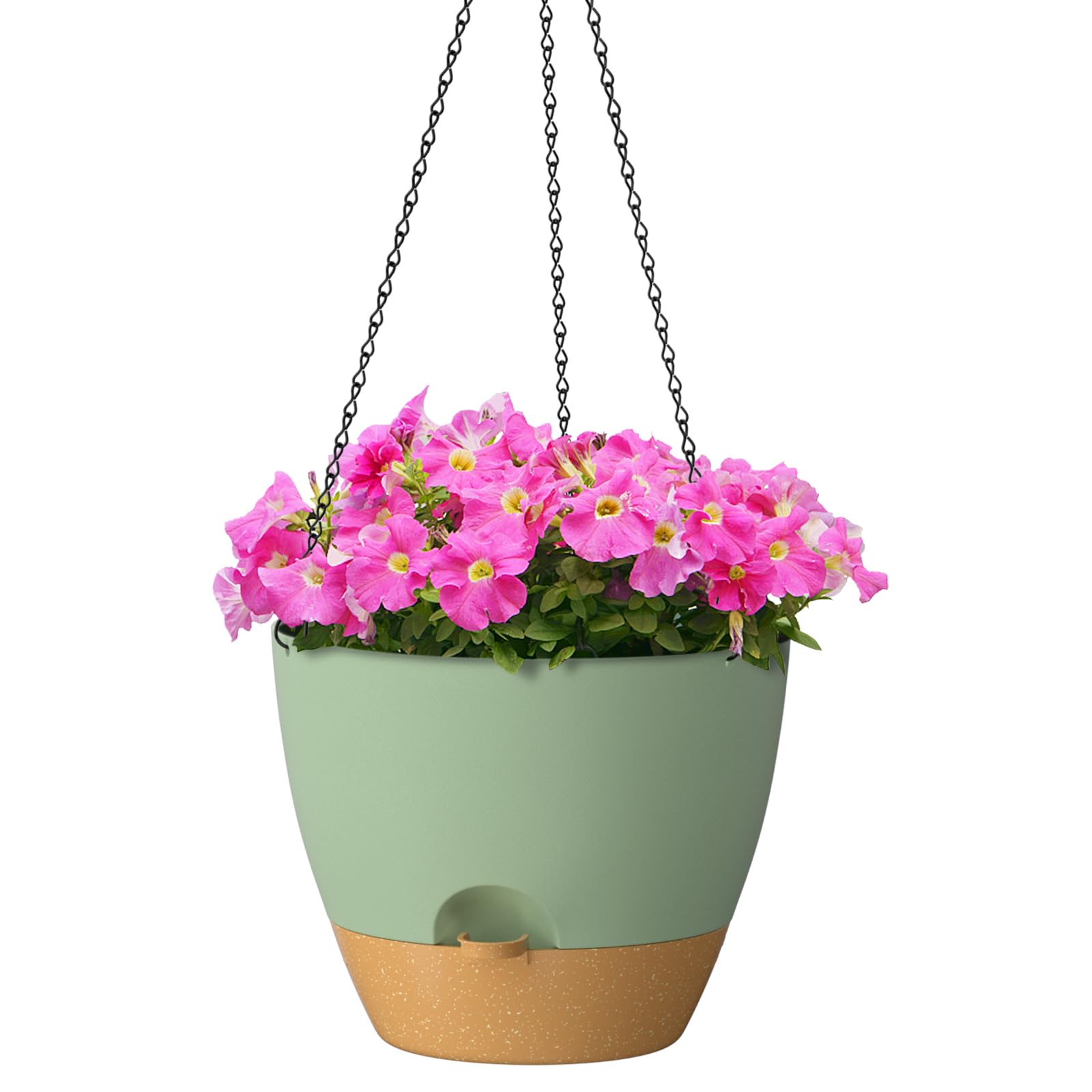 ZMTECH 12 Inch Hanging Planters for Indoor Outdoor Plants, 1 Pack Self Watering Hanging Plant Pots with Drainage Holes and Removable Saucer, Plastic