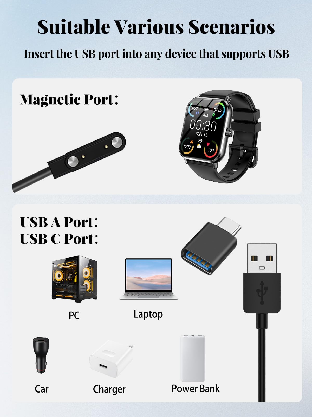 Amazon.com: FJIASTB for Jacoosa TG38 Smart Watch Charger Cable