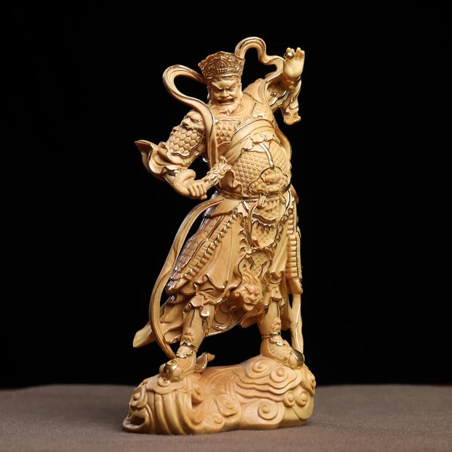 仏像又は四天王の持ち物？ Amazon｜木彫り 仏像「四天王立像」持国天・広目天・増長天