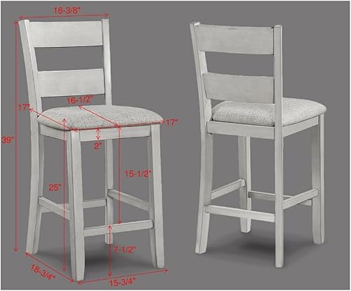 Miniatura 7 de Rustic Farouse - Juego de comedor de 5 piezas de altura de mostrador, mesa cuadrada, estante inferior de madera, estante de exhibición de tela con