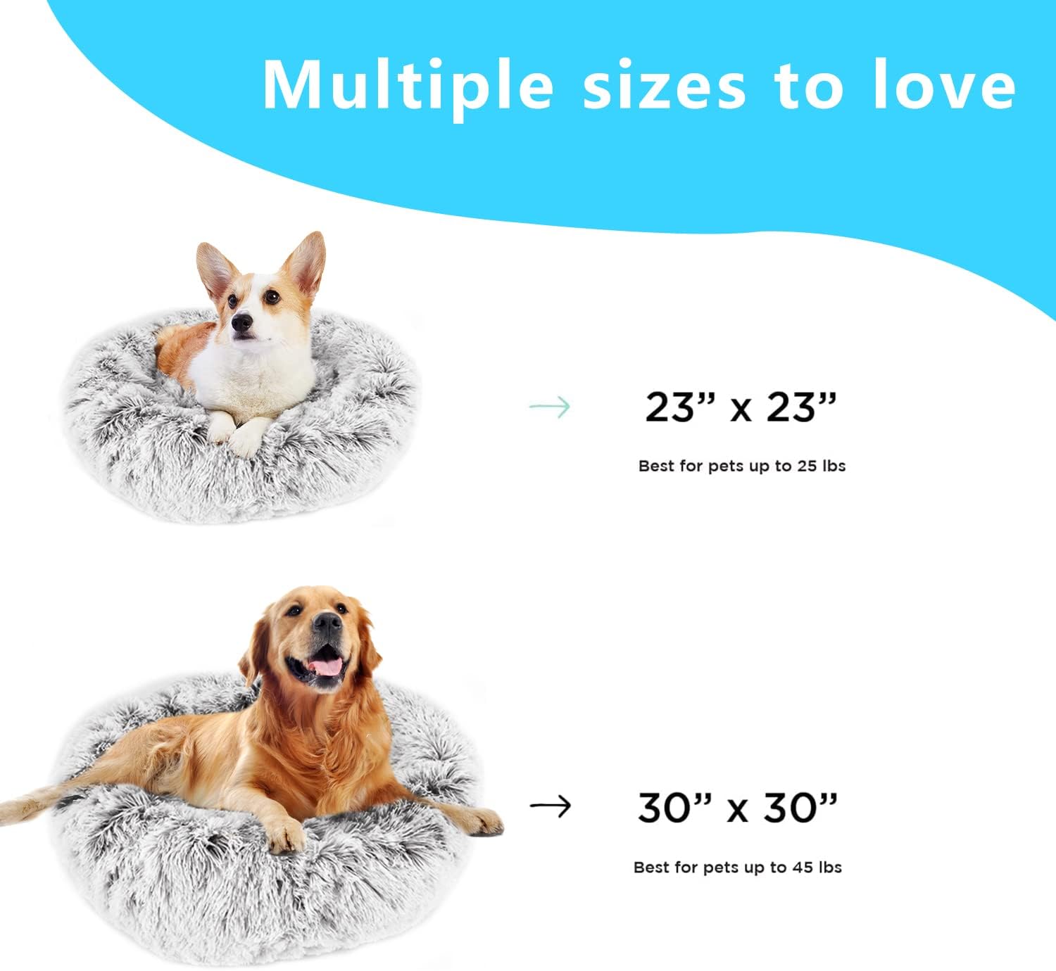 review Faux Fur Dog Bed & Cat Bed,Anti Anxiety Fluffy Round Self Warming Calming Soft Plush Donut Cuddler Cushion Pet Bed for Dogs and Cat,Machine Washable by Ugoomart (Medium30×30