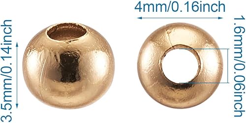 Miniatura 2 de MegaPet - 500 cuentas espaciadoras de metal de 0.157 pulgadas de acero inoxidable 304, cuentas sueltas redondas lisas chapadas en oro para