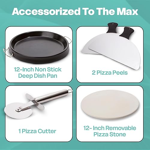 Miniatura 4 de Euro Cuisine PM600 - Máquina de pizza giratoria de 12 pulgadas con piedra y bandeja para hornear, encimera de pizza eléctrica, versátil máquina para