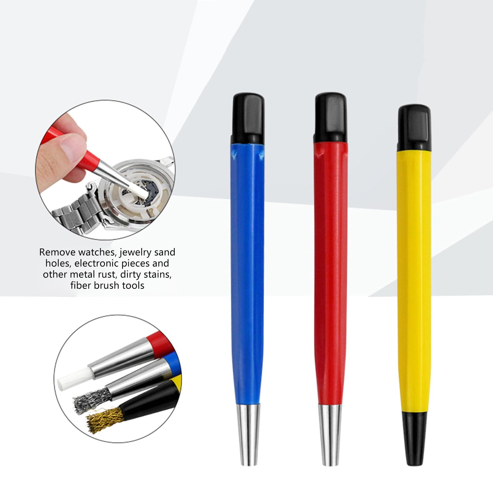 Glass Fiber/Brass/Steel Scratch Brush Pen Jewelry Watch Coin Electronic Application Removing Rust Tool