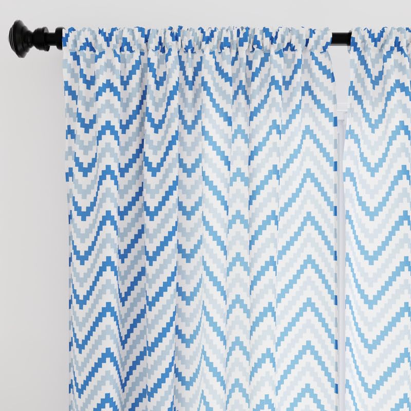 Encasa XO Window Curtain 6 ft Set of 2, Polyester Printed with Rod Pocket, Tie Back, Light-Filtering, Semi Sheer/Transparent Curtains- Kitchen, Bedroom, Living Room (140x183 cm), Chevron 1 Blue (B0BR5MLJ33) Amazon Price History, Amazon Price Tracker