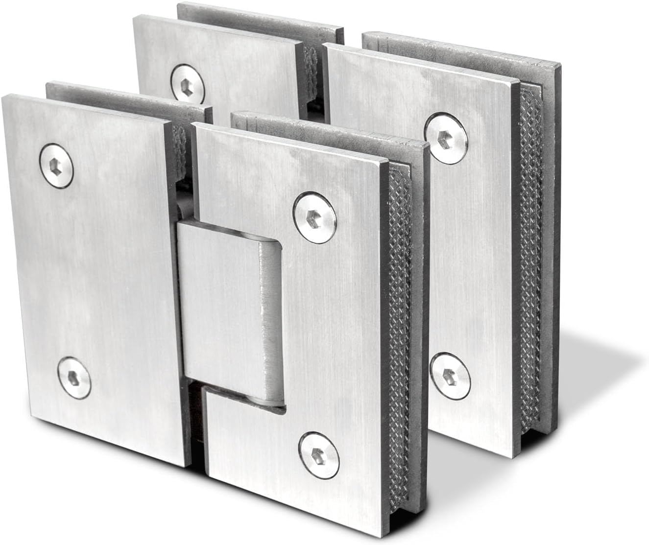 Cokritsm 2PCS Silver Glass Shower Door Hinges 180 Degrees Glass Door Hinges Replacement Parts with Mounting Hardware Stainless Steel Bathroom Gate Clamp for 8-12mm Glass