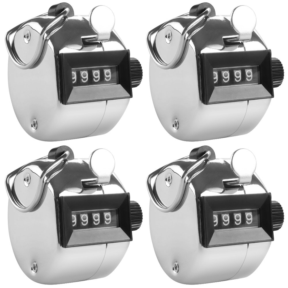 AFUNTA 4-cijferige handteller, 4-delige set, mechanische lap-tracker