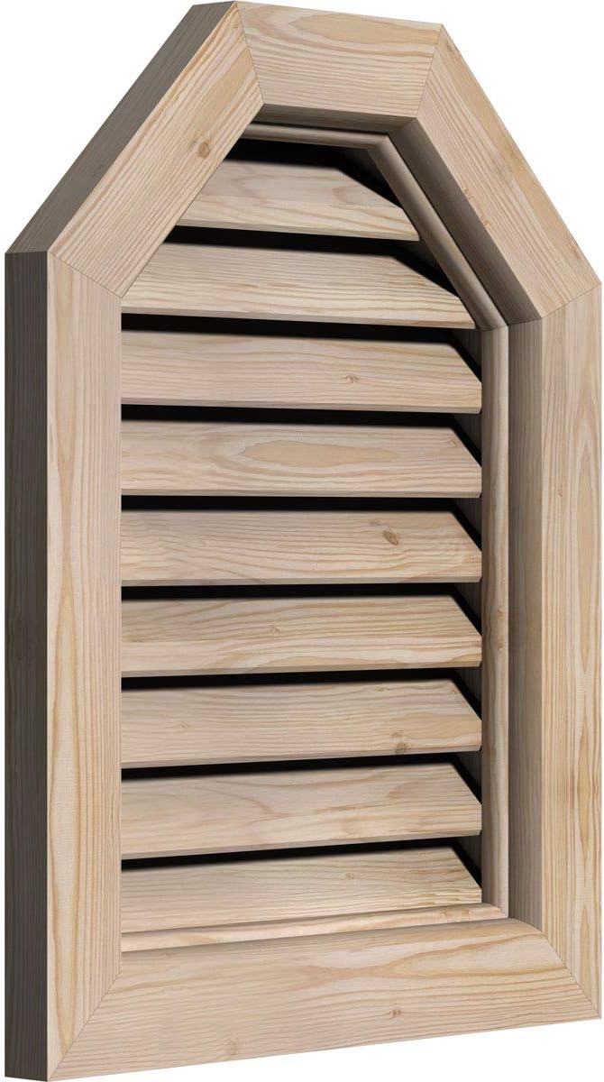 Ekena Millwork GVWOT20X3600SFUPI Smooth Pine Gable Vent, 20"W x 36"H (25"W x 41"H Frame Size), Unfinished