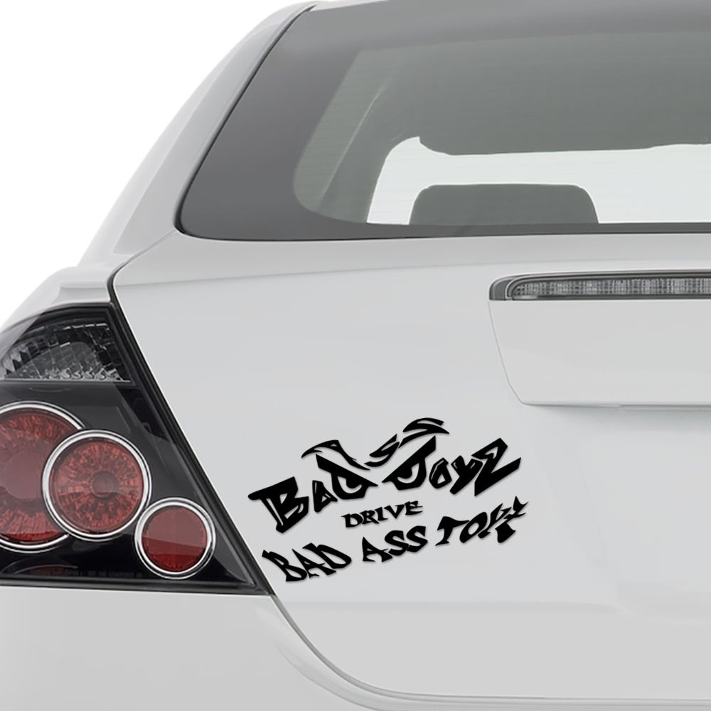 Bad Boyz Drive Bad Ass Toyz for Car Truck Motorcycle Windows Bumper Laptop Home Wall Decor Vinyl Sticker Decal - Size [6 in/15 cm] Wide Color- Matte Black