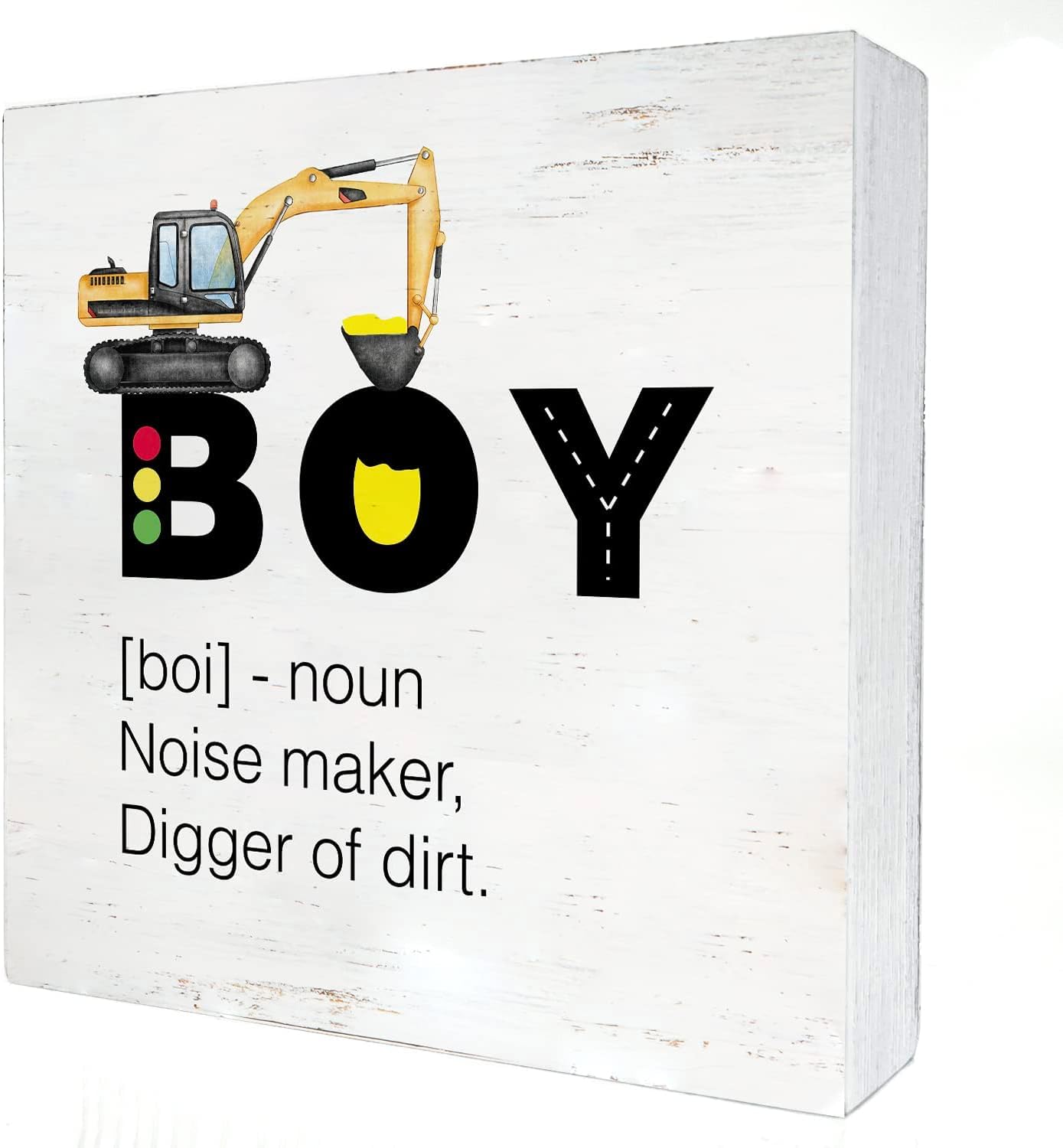 7x7 Inch Boy Definition Box Sign, Construction Theme Nursery Decor