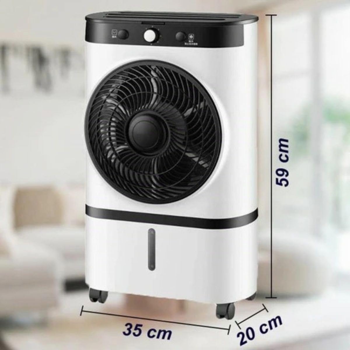 Ventilatore evaporativo oscillante raffrescatore a 3 velocità con ruote Icespace NIKLAS