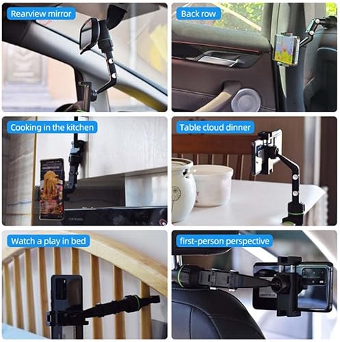 Miniatura 5 de YCNASSS Soporte para teléfono con espejo retrovisor de 360° para coche, soporte multifuncional para teléfono y GPS, soporte giratorio universal para