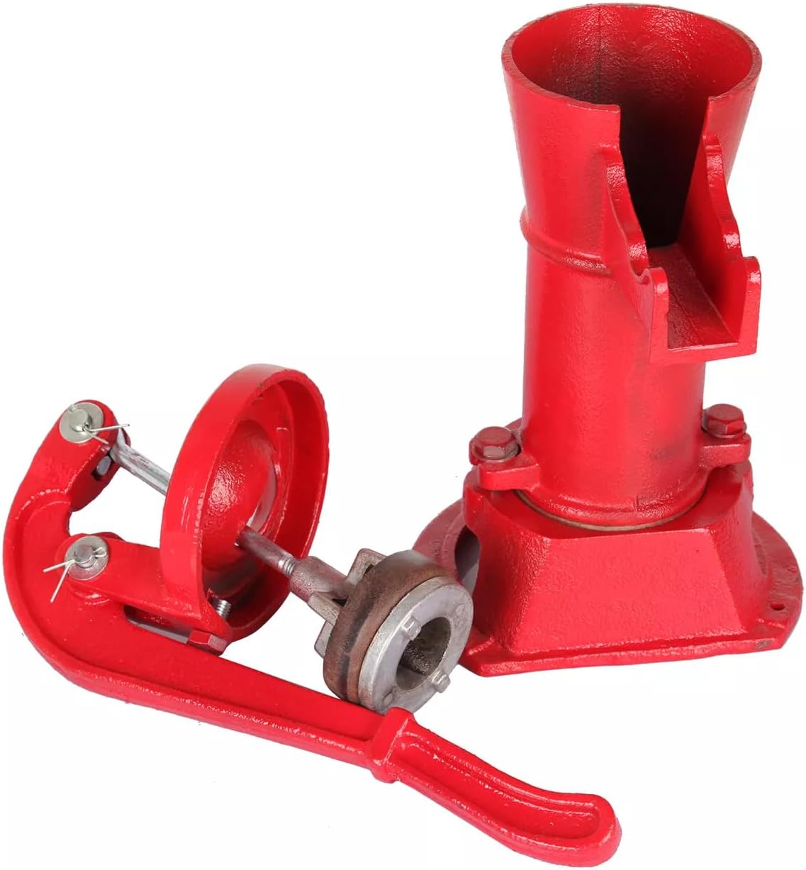 Heavy Duty Cast Iron Hand Well Pump with Leather Repair Kit – Manual Water Pump for Garden, Farm & Campsite, 25ft Max Lift, G1-1/4" NPT Inlet, Red