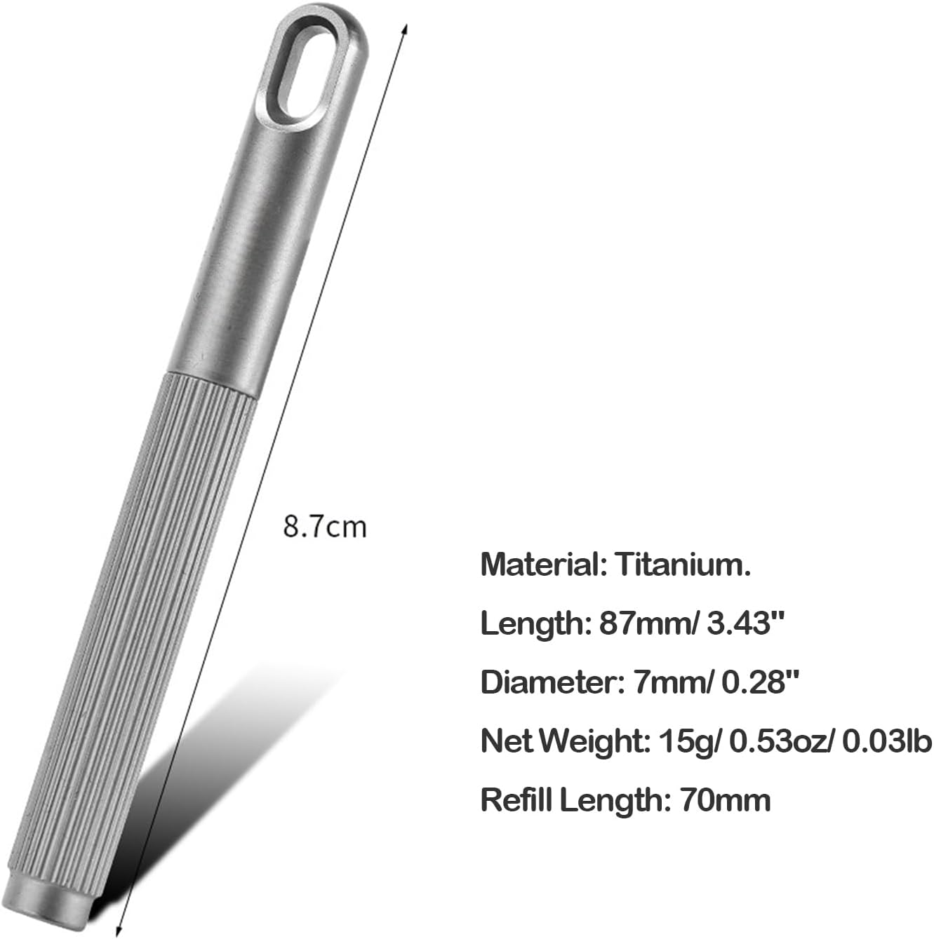 Hamans Titanium Mini Ballpoint Pen Pocket Pen 3.43" for Everyday Carry (Grey)