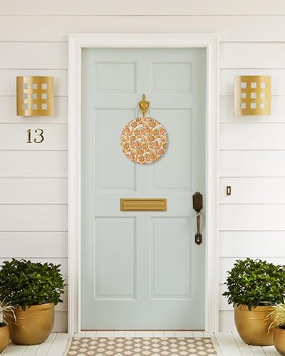 Miniatura 3 de Front Door Decoration Welcome Sign, Fall Orange Pumpkin Thanksgiving 10 Inch Round Wood Hanging Sign, Seasonal Wall Wreaths Porch Plaque for Outdoor