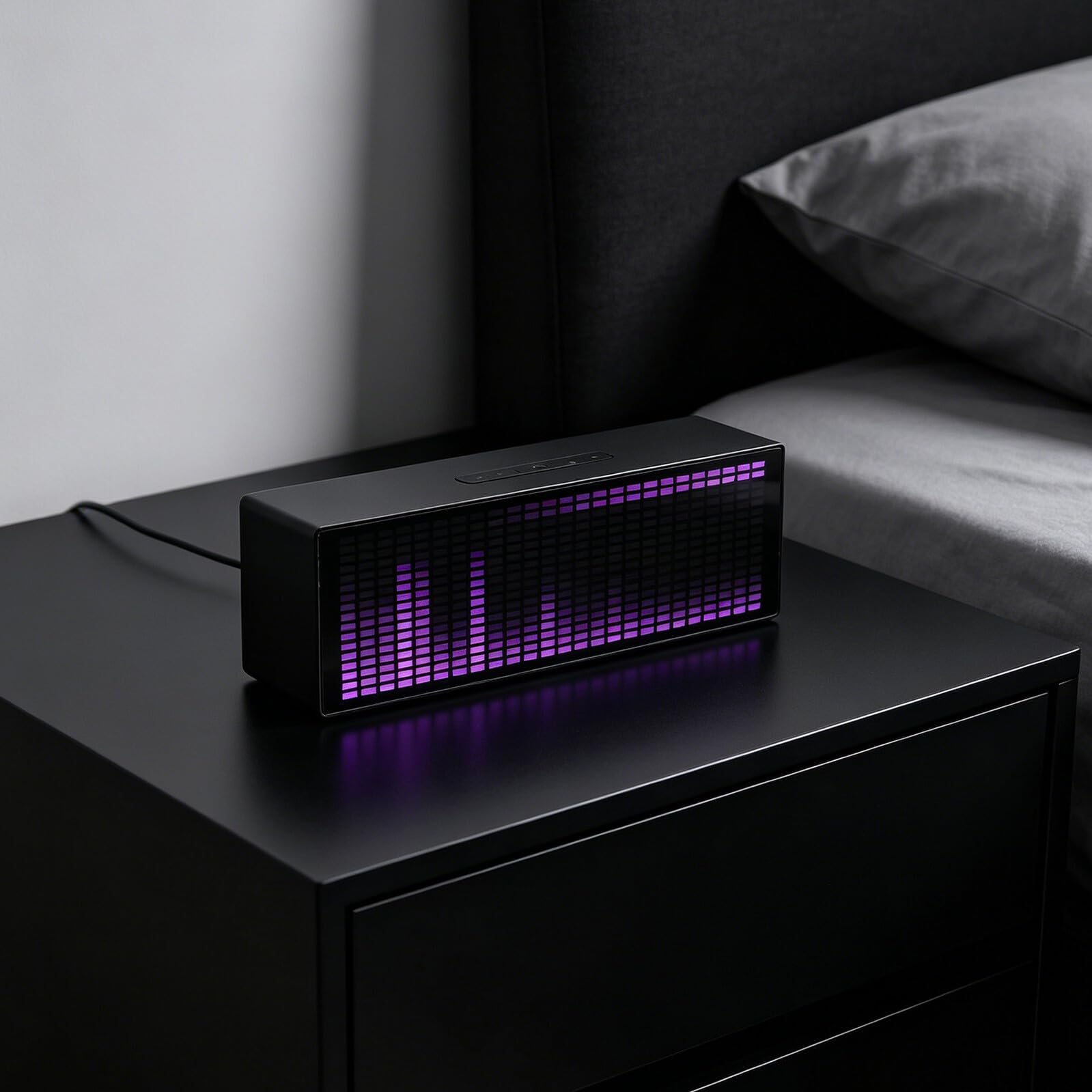 Elektroniczny Zegar LED Rgb z Wizualizatorem Dźwięku i Alarmem Czujnik Rytmu Muzyki Diody Rgb Efekty Świetlne Zegar Biurkowy Do Domu i Biura Sterowanie Głosem i Linią Audio