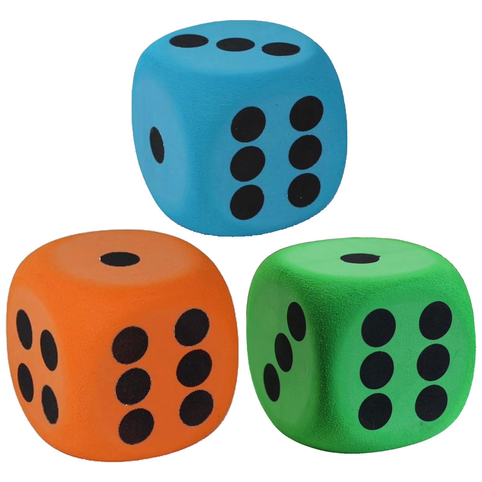 3pcs Large Dice Set, 6cm Rounded Corners Large Foam Dice, With Numerical Dots Giant Foam Dice