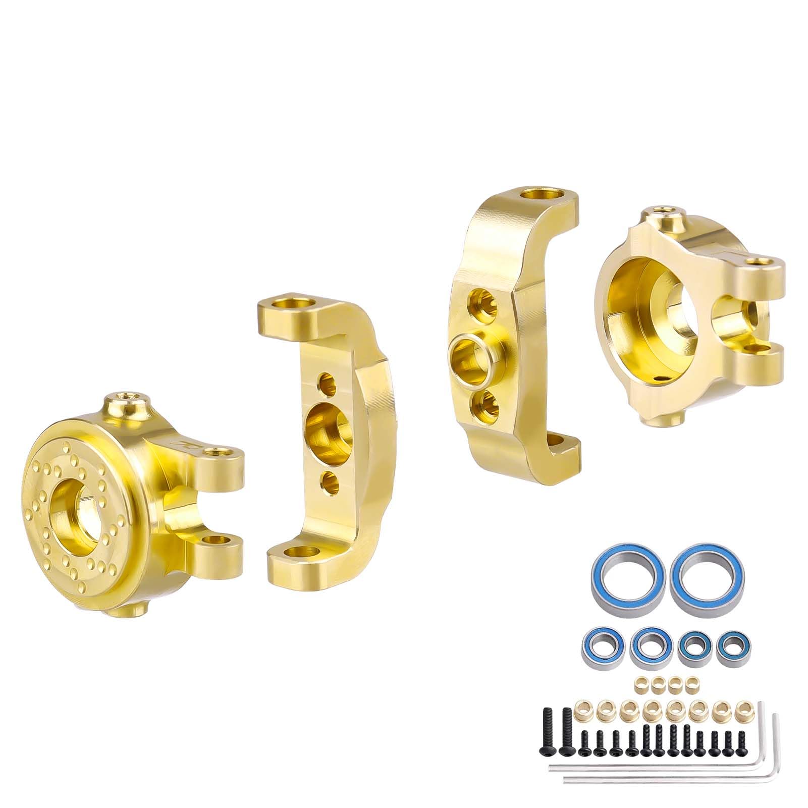 INJORA Kit De Direction En Laiton Pour TRX4M 1/18 – Caster Blocks Et C-Hubs, Poids Supplémentaire Pour Crawler