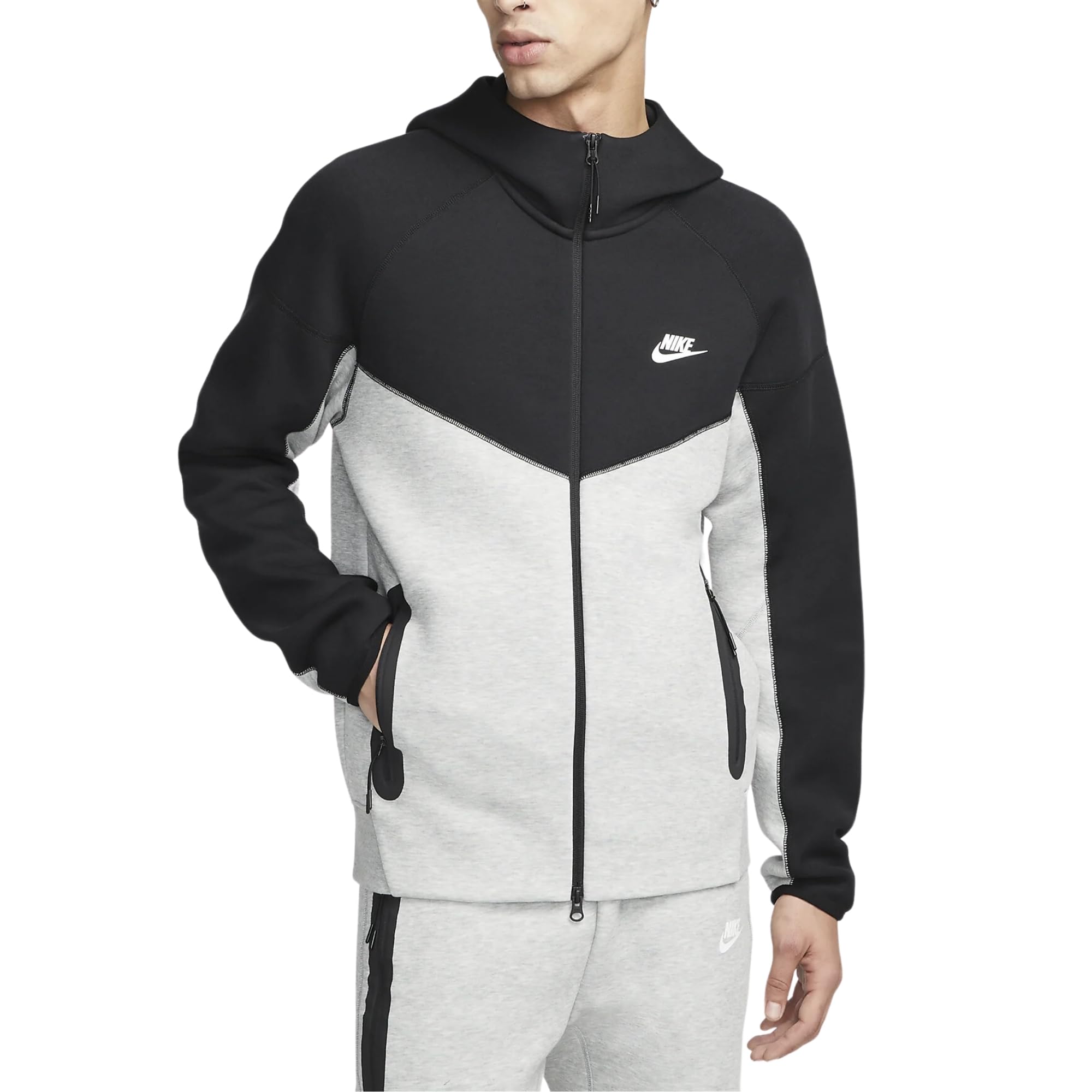 Nike Sportswear Tech Fleece Windrunner Men's Full-Zip Hoodie Size - X-Large Heather/Black