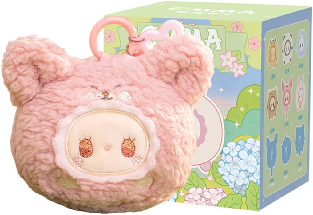 Plush Blind Box Figures, Cute Emma Blind Box RUA RUA Zoo Series, 4 Inches Bag Charms Plush Keychain for Backpack, Mystery Toys Birthday Gifts for Girls (1PC)