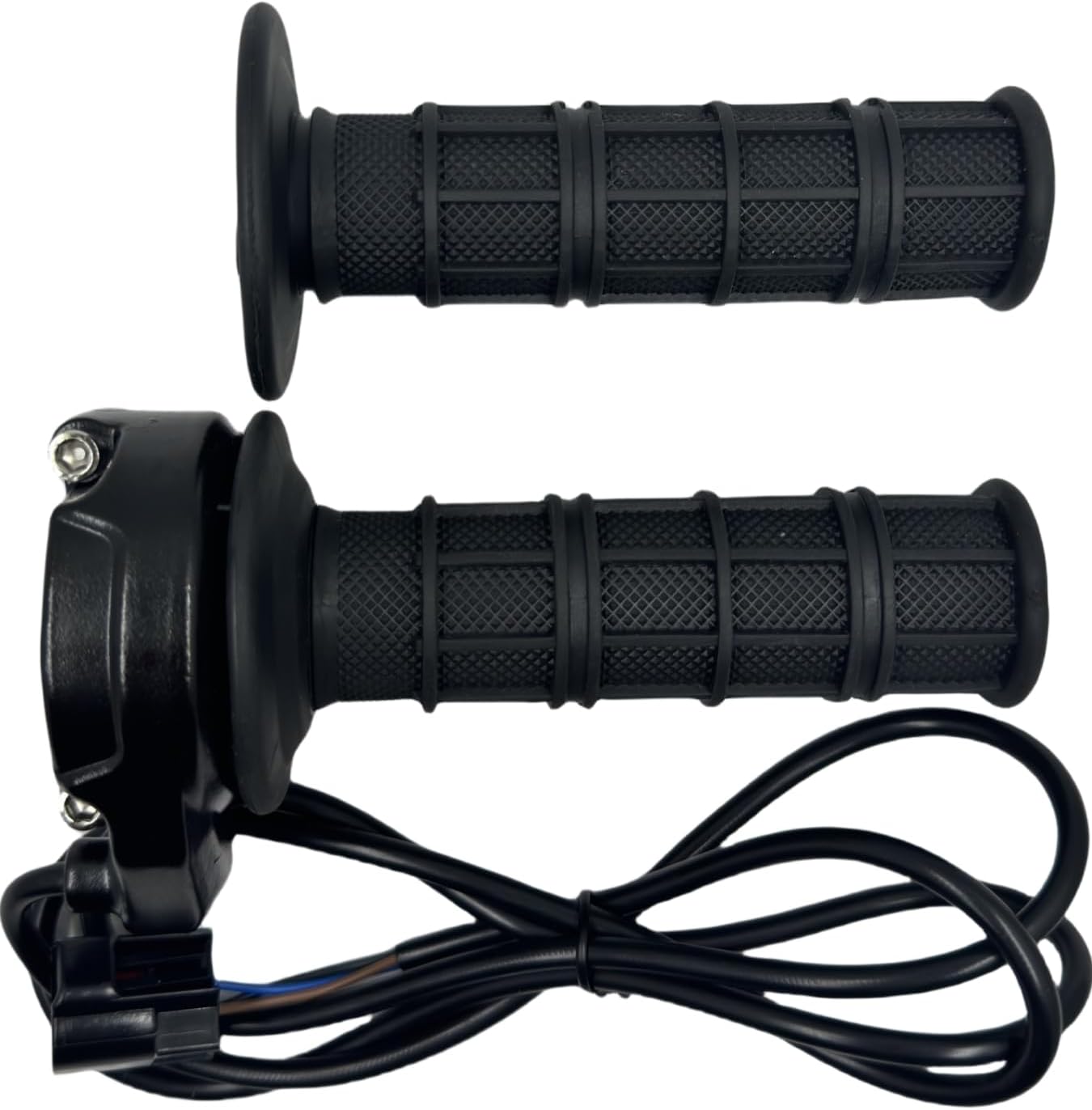 E-Bike Throttle with Free Handlebar Grips - Aluminum Waterproof Twist Grip for Electric Bike, Universal Hall Sensor Accelerator