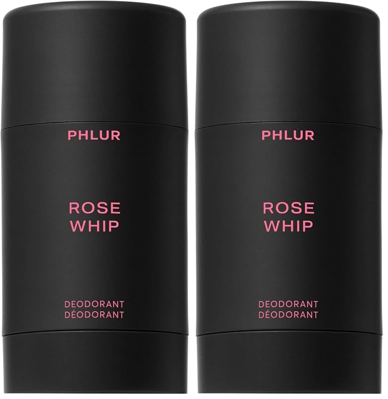 Desodorante em bastão PHLUR Rose Whip com rosa, pimenta-rosa, âmbar e musk, pacote com 2