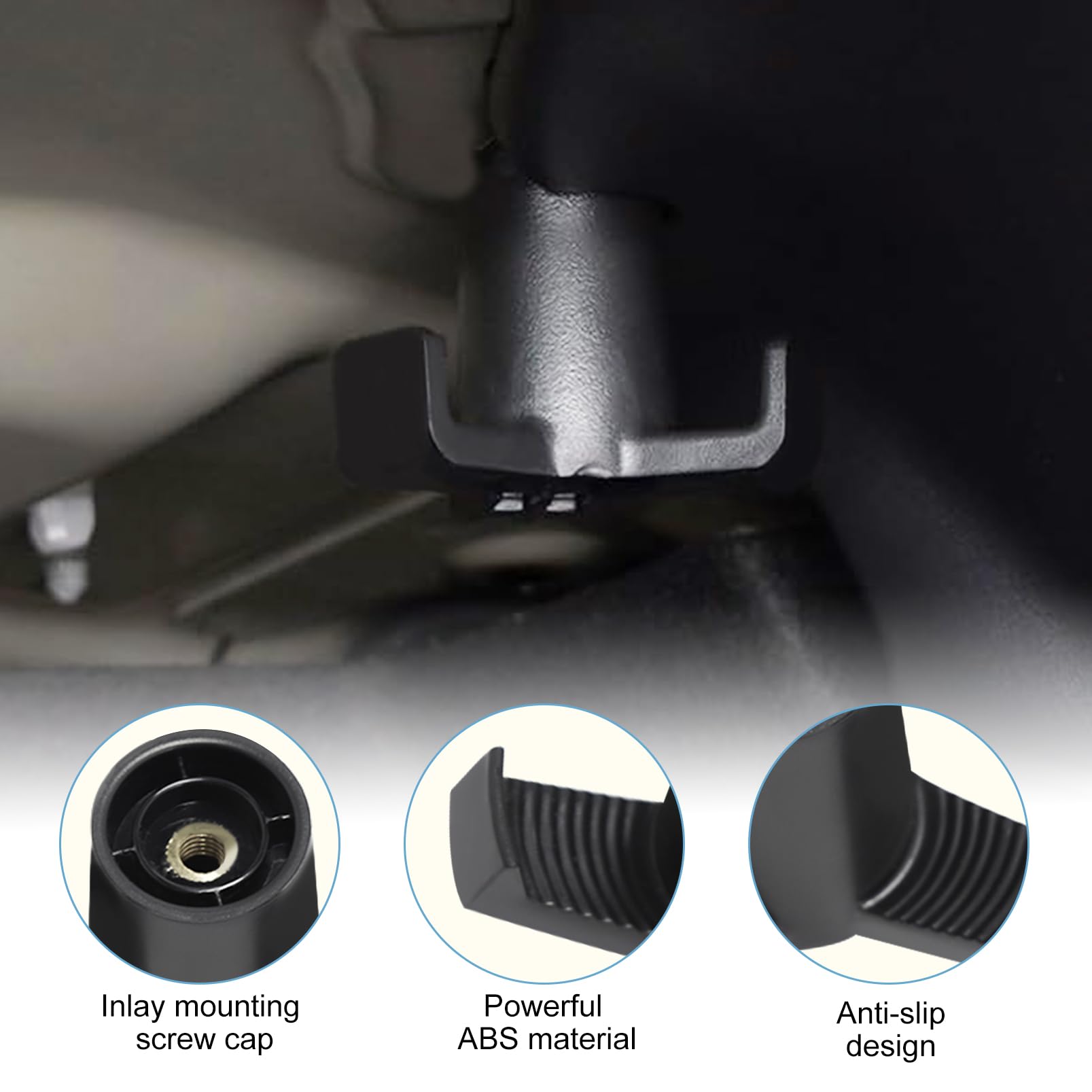 2 Crochets De Coffre Tesla Model 3 - Support Sacs Provisions 20kg ABS Noir - Organisation Coffre Voiture