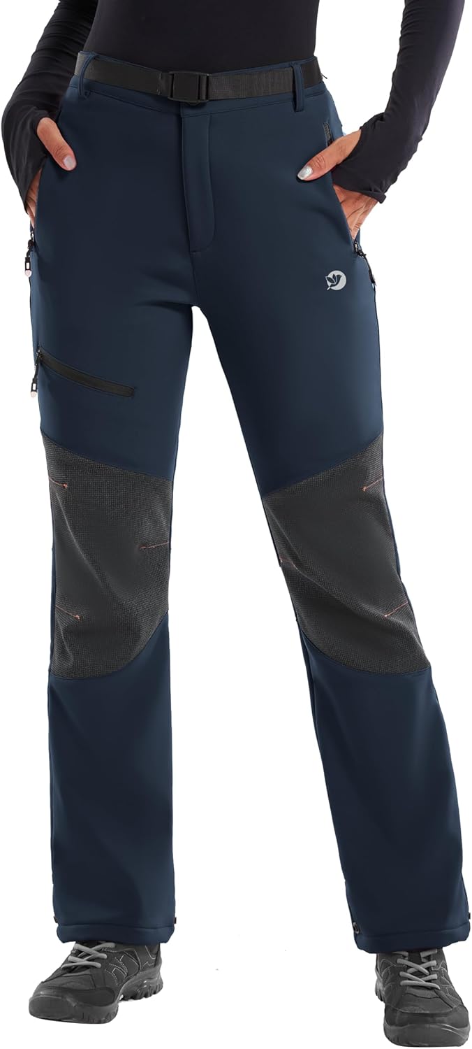 IUGA Snow Pants Womens Ski Hiking Pants Waterproof Outdoor Insulated Softshell Winter Fleece Lined Snowboard Pants 4 Pockets