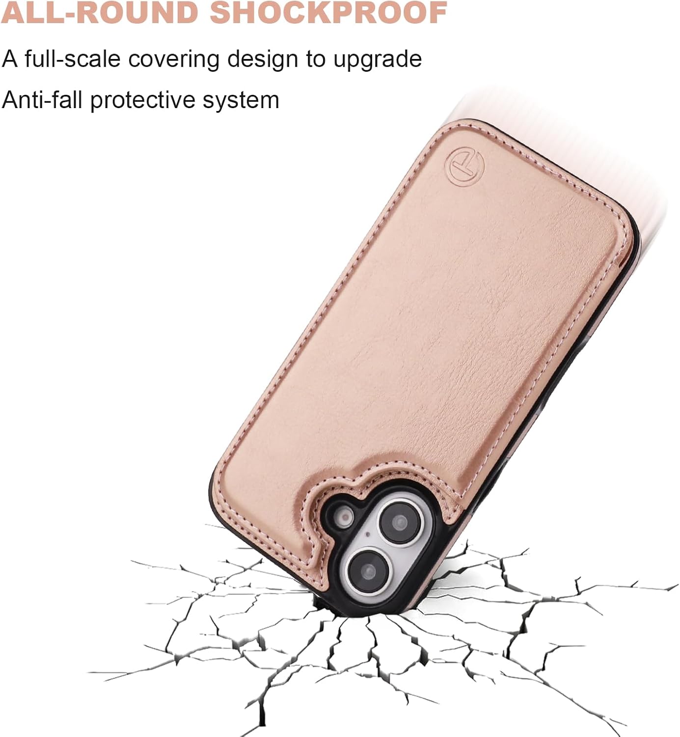 ONETOP Compatible with Magsafe for iPhone 16 Wallet Case with Card Holder, PU Leather Kickstand RFID Blocking Case, Double Magnetic Clasp and Durable Shockproof Cover 6.1 Inch (Rose Gold)