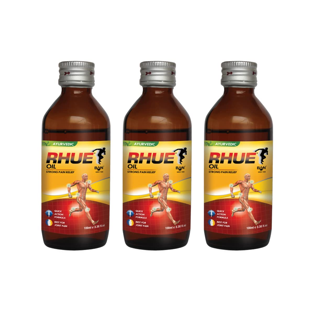 RHUE Oil, Strong Pain Relief (3 Packs X 100 Ml Each)|Ayurvedic Strong Pain Relief & Joint Care Oil|Herbal Massage Oil For Body, Lower Back, Knee, Legs, Shoulder & Muscle Pain - Made With Natural Herbs (B091N3DJCY) Amazon Price History, Amazon Price Tracker
