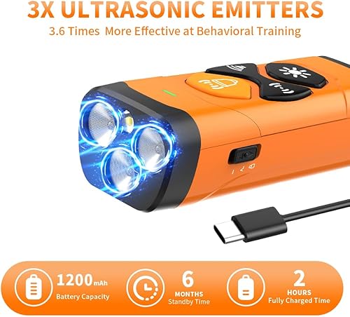 Miniatura 8 de JKWLBTC Dispositivo disuasorio de ladridos de perro para corregir el mal comportamiento  Rango de 25 pies y 3 modos de entrenamiento - Humano,