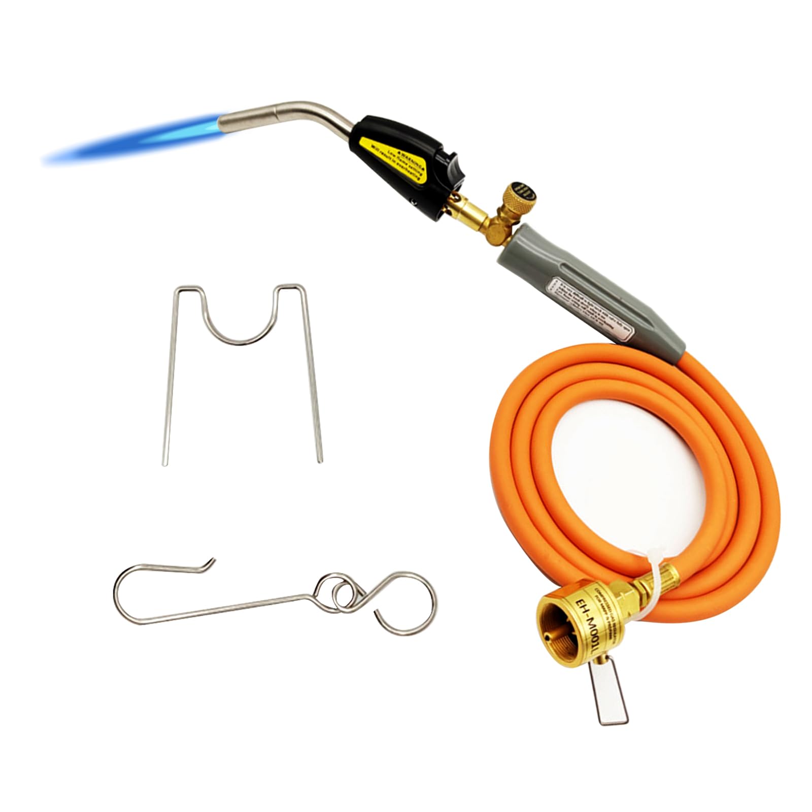 Gas Torch for MAPP, Propane Gas Welding Torch with 1.5m Hose and Adjustable Flame Valve, Brass Tip, CGA600 Interface for Welding, Ignition, BBQ