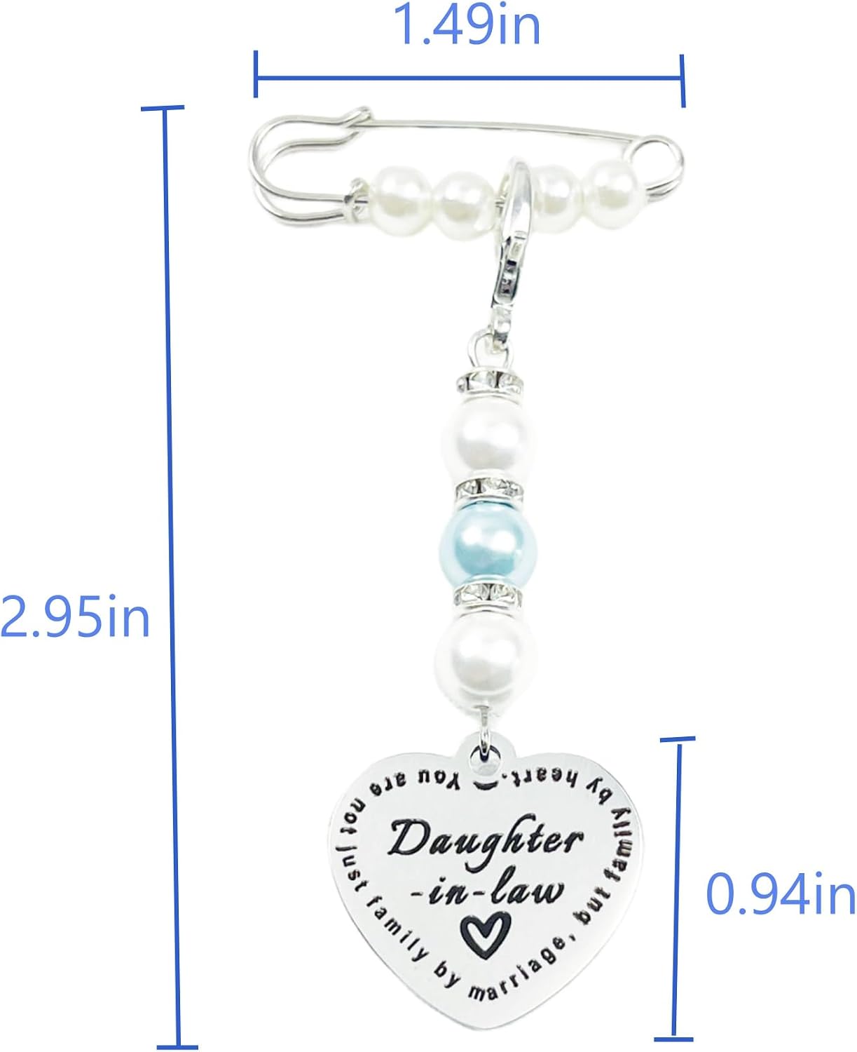 Something Blue Gift for Bride Daughter in Law Bouquet Charm Pin From Mother in Law Bridal Party Gifts Wedding Day Accessories for Bride to be