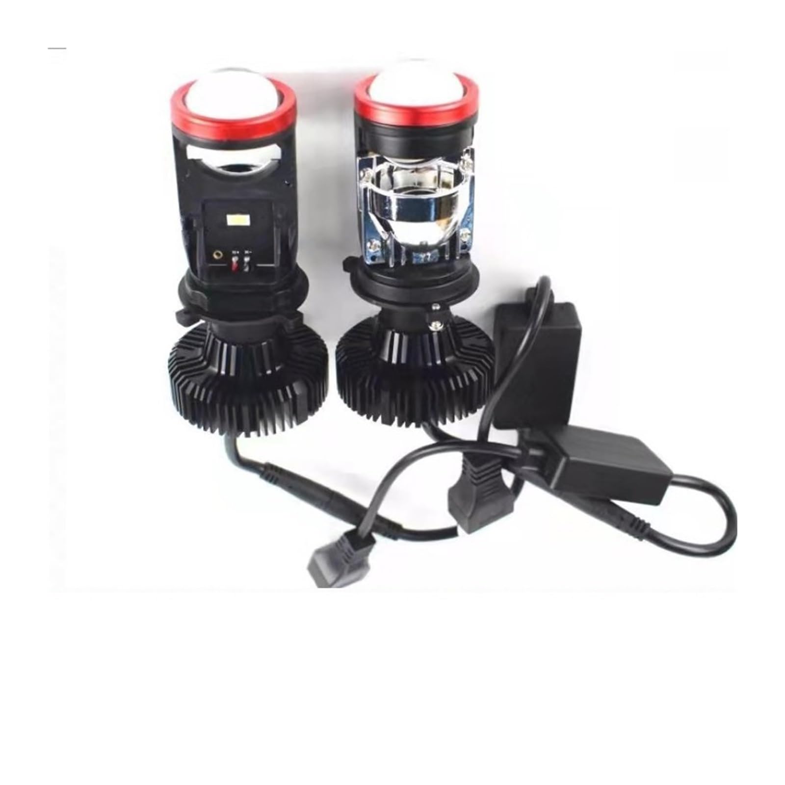 Ensemble de phare Lentille LED H4 Triple Couleur Pour Mini Projecteur, Phares LED H4 3000K 4300K ​​6000K, Ampoule Canbus H4, Faisceau Haut Et Bas(3000K 4300K 6000K,Conduite à droite)