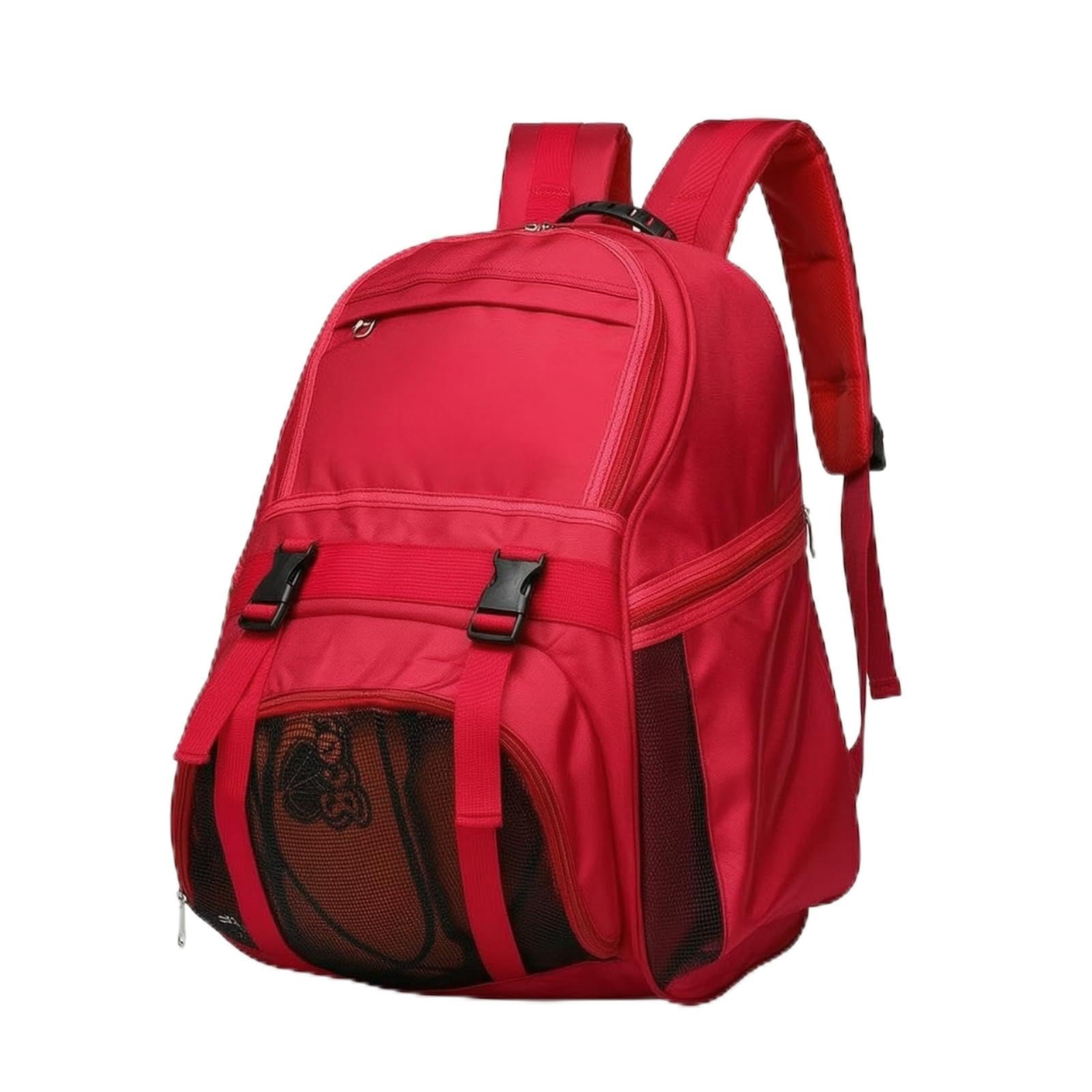 Zaino Sportivo Borsa Porta Attrezzatura Borsone Zainetto Scomparto Strutturato Capacità 20-35 L Cinghie con Fibbia Regolabile Spallacci Imbottiti, Array, Rosso