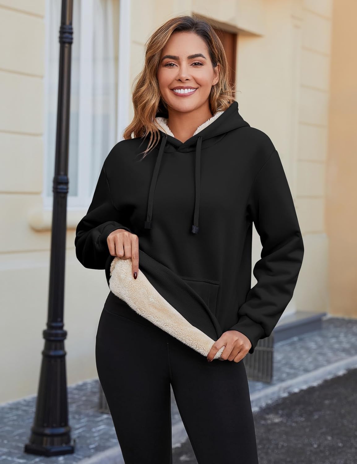 Kissonic Women's Winter Warm Sherpa Fleece Lined Hoodie Sweatshirts Thick Pullover Tops with Pockets - Image 2