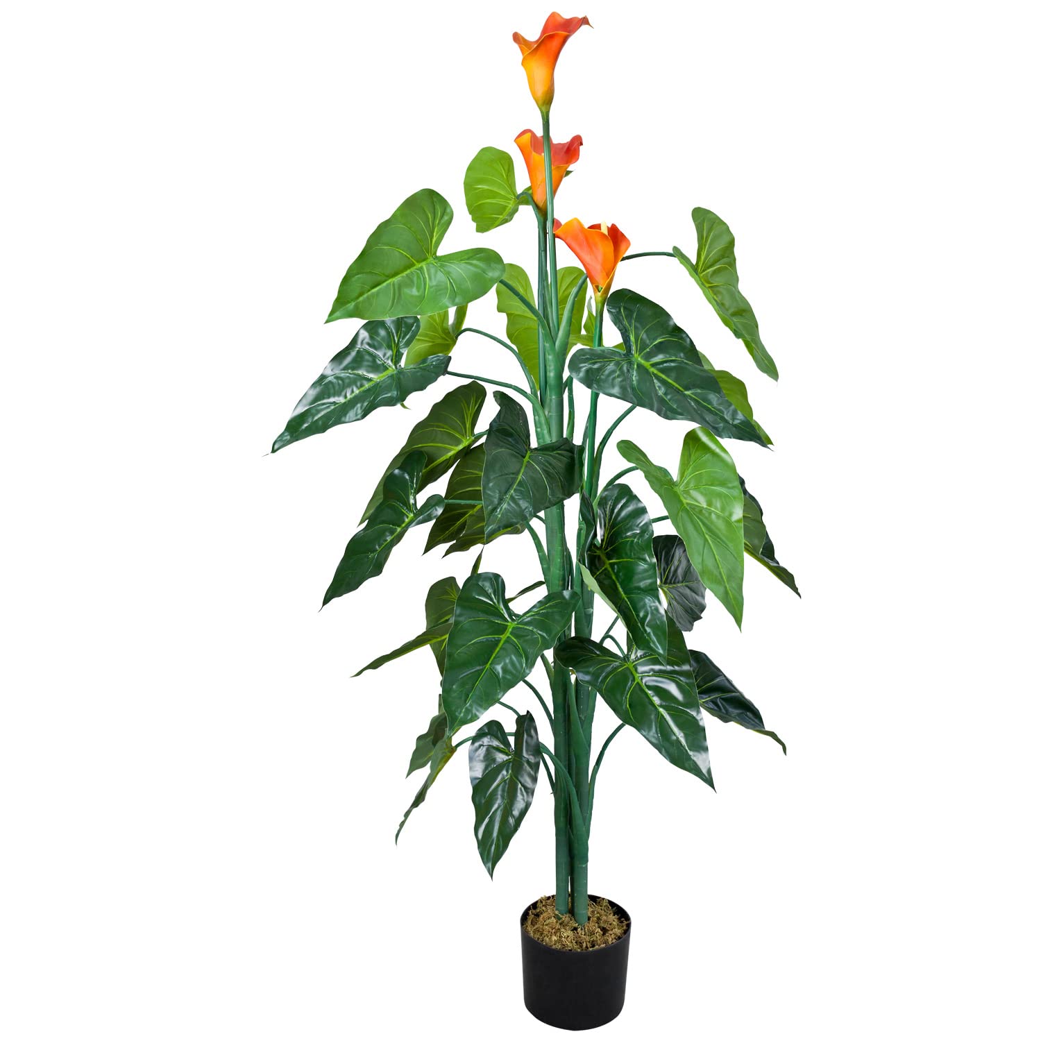 Decovego Calla Arum Pianta Artificiale Plastica con Vaso 125cm 3 Fiori