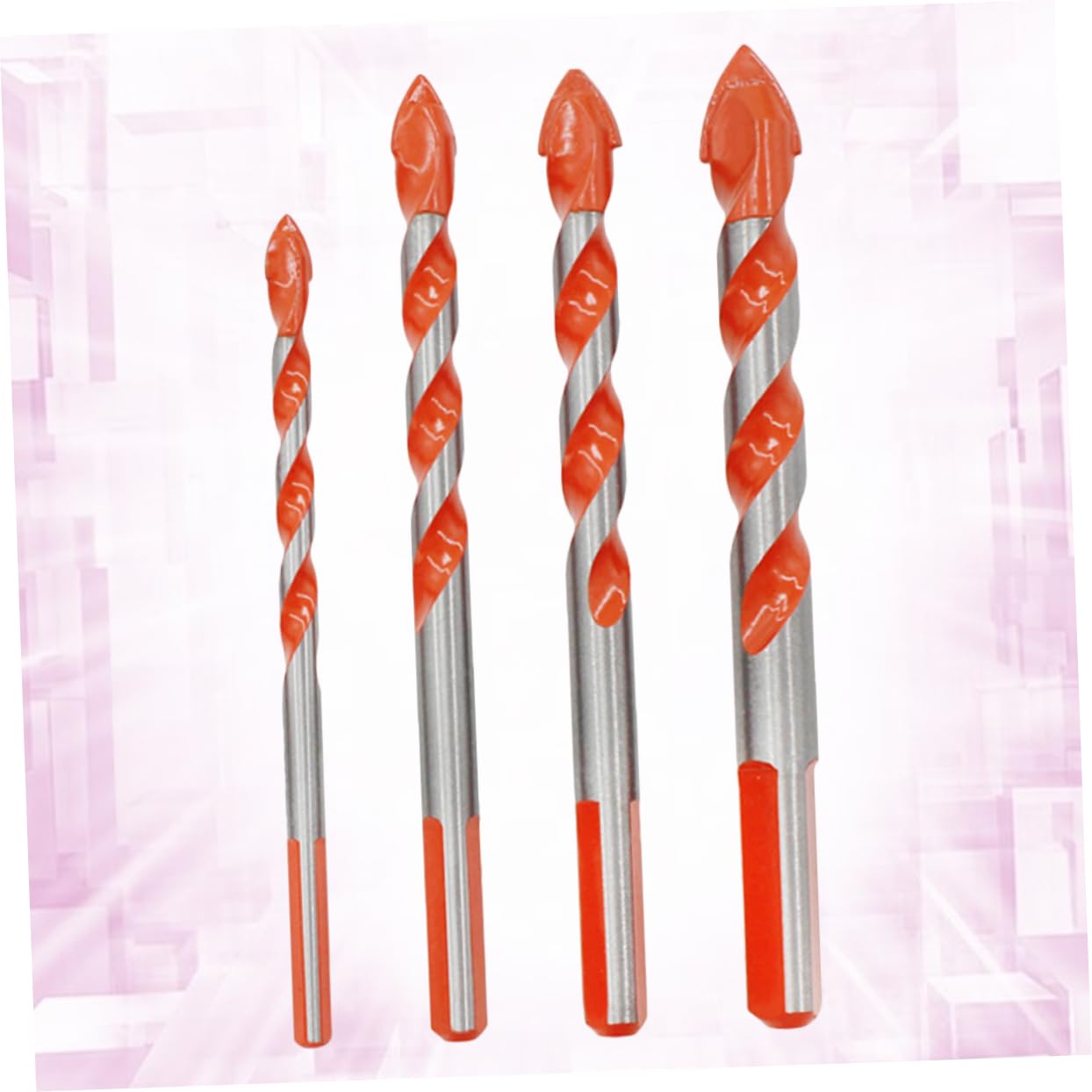 jojofuny DIY Ceramic Glass Hole Opener Set 4pc Triangle Drill Bits Carbide Tip Handle for Plastic Tile Cement