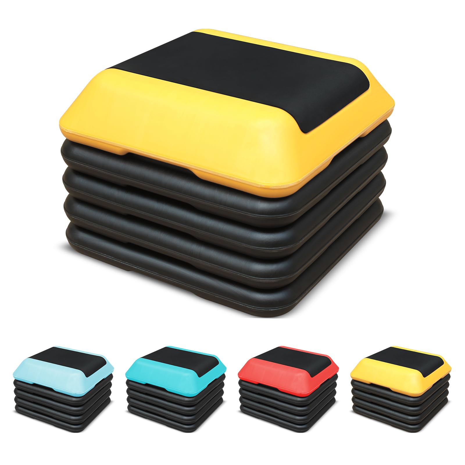 Plataforma De Step Aeróbico 16" X Com 4 Degraus, Altura Ajustável 4" A 6" 8" 10" 12",