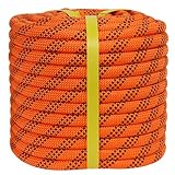 Double Braided Polyester Rope (1/2 in x 200 ft) Strong Arborist Rigging Rope 48 Strands for Tree Work Climbing Pulling Sailing, Orange/Black